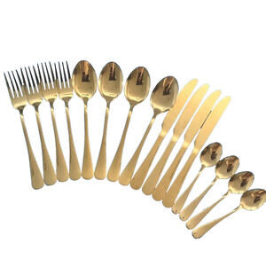 16 Piece Gold Tone Stainless Steel Service for 4 Flatware Cutlery Set Silverware